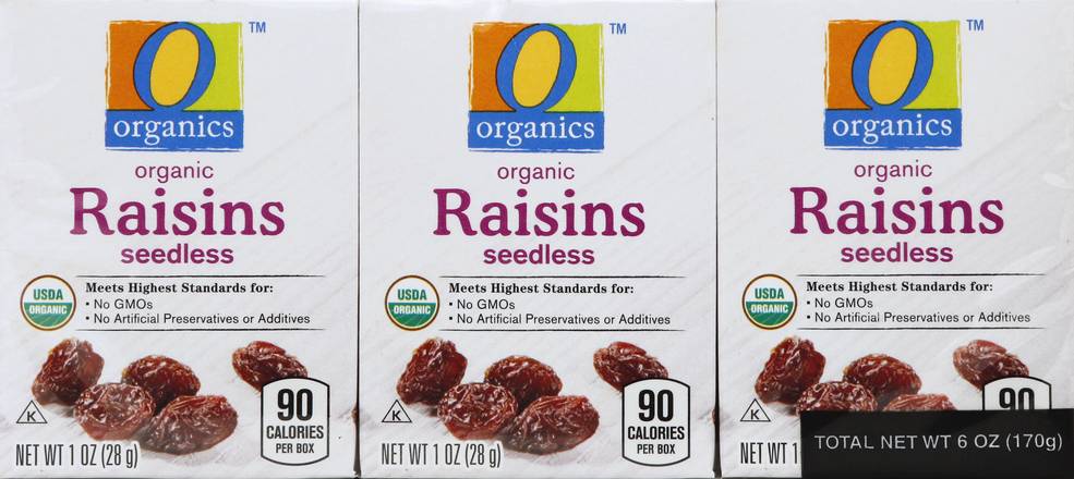 O Organics Organic Seedless Raisins (6 x 1 oz)
