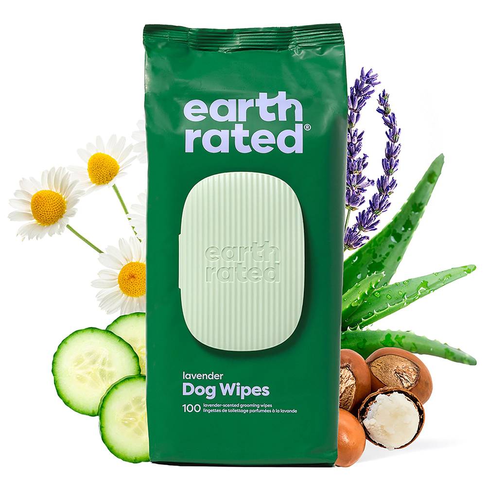 Earth Rated Compostable Plant Based Dog Grooming Wipes, 20 cm x 20 cm (100 ct)