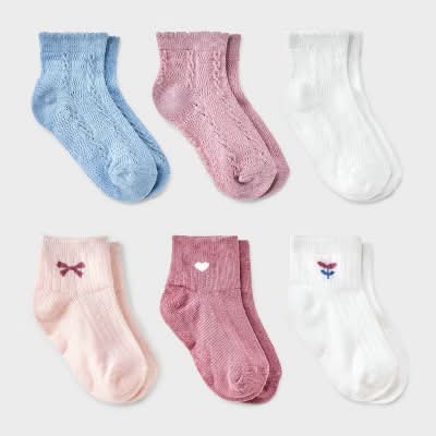Cat & Jack Toddler Girls Tulip' Low-Cut Socks, 4T-5T (6 ct)