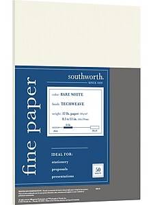 Southworth 8.5 x 11 Business Paper, 32 lbs., Bare White, Techweave Finish, 50 Sheets/Ream (91596)