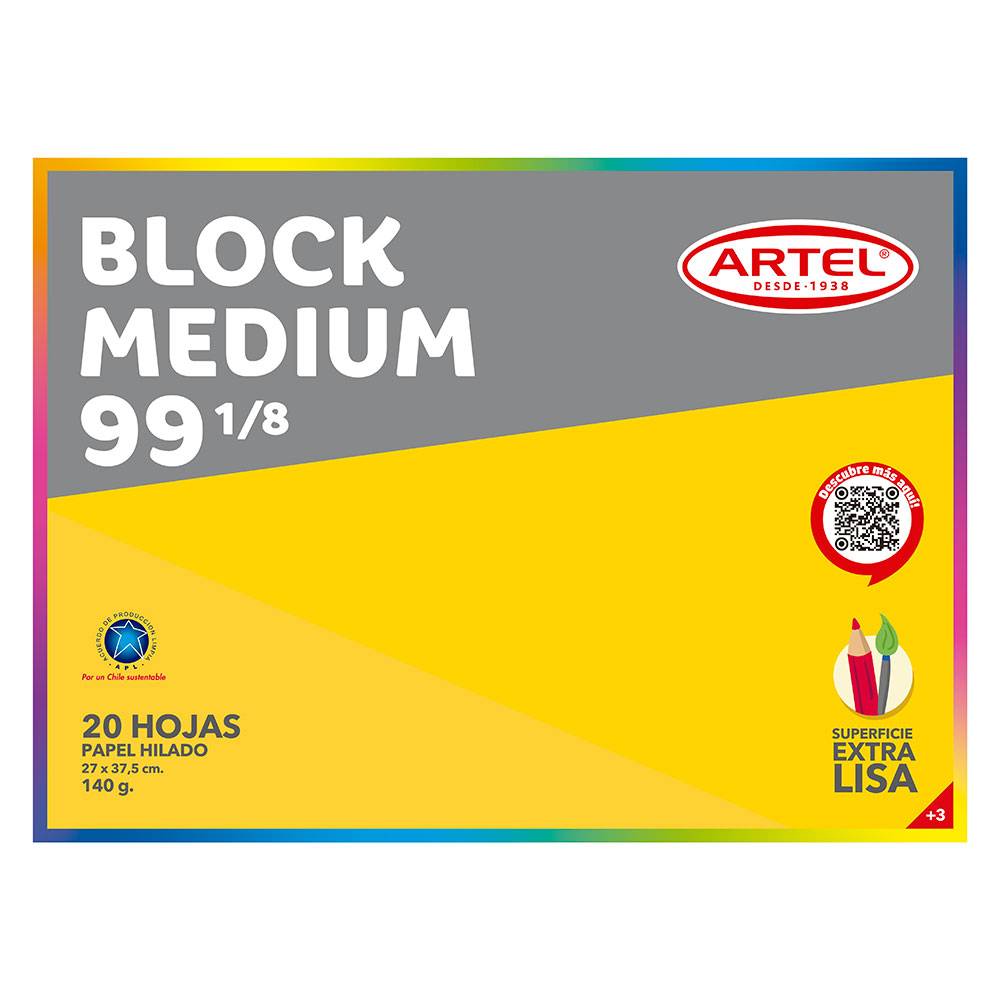 Artel block dibujo medium n°99-1/8 (sobre 20 u, 27 cm x 37.5 cm c/u)