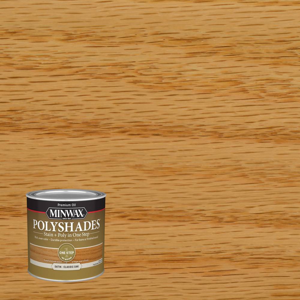 Minwax PolyShades Oil-based Classic Oak Semi-transparent Satin Interior Stain (Half-pint) | 21370000