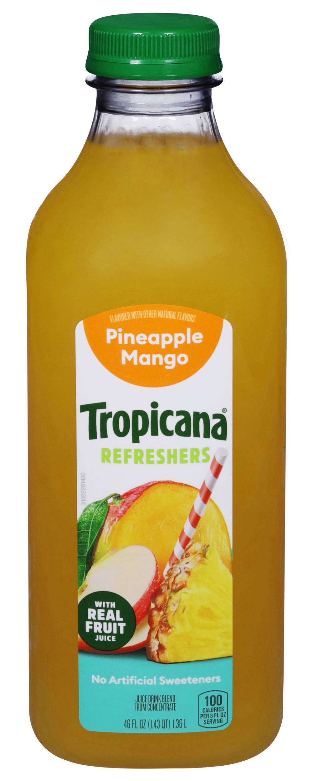 Tropicana Refreshers Juice, Pineapple-Mango (46 fl oz)