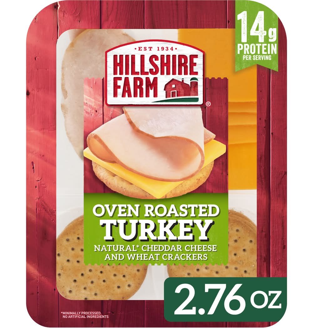 Hillshire Farm Natural Cheddar Cheese Turkey Breast and Wheat Crackers Snacks Kits, Oven Roasted (2.76 oz)