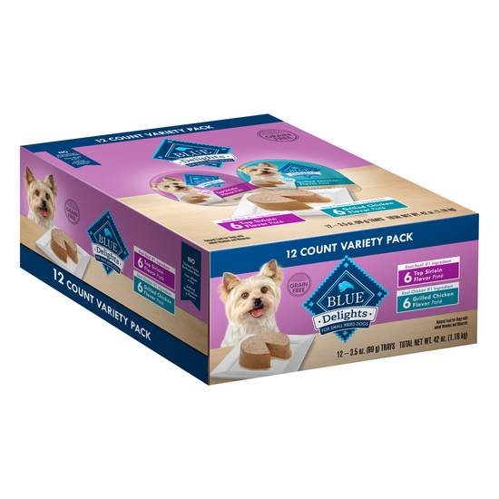 Blue Buffalo Delights Small Breed Wet Pate Dog Food Cups Grilled Chicken & Top Sirloin