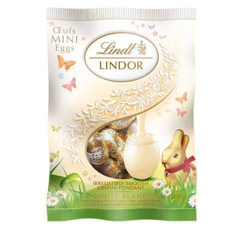 Lindt Lindor Chocolat Blanc Fourré de Fondant Onctueux, 100-g