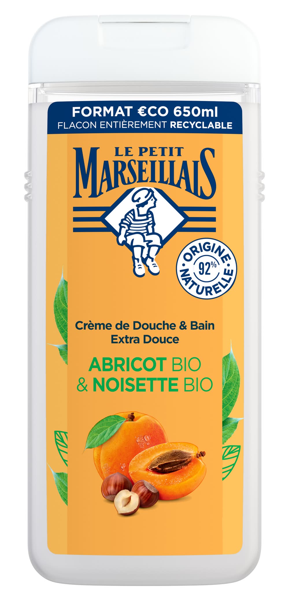 Le Petit Marseillais - Douche et bain crème extra doux abricot et noisette bio (650ml)