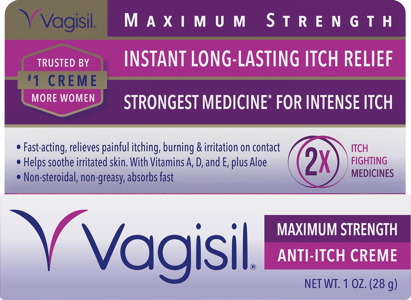 Vagisil Maximum Strength Instant Long Lasting Anti-Itch Creme (1 oz)