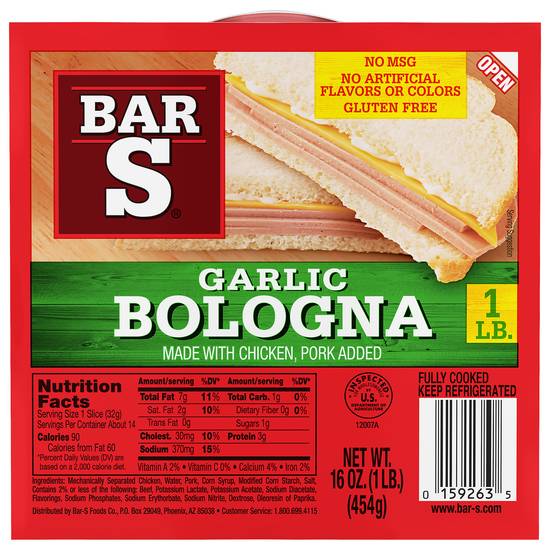 Bar S Garlic Bologna (16 oz)