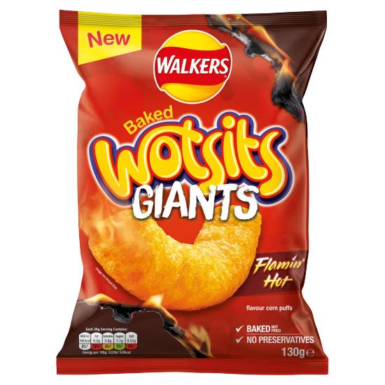 Walkers Baked Wotsits Giants Flamin' Sweet& Spicy Hot Crisps (130g)