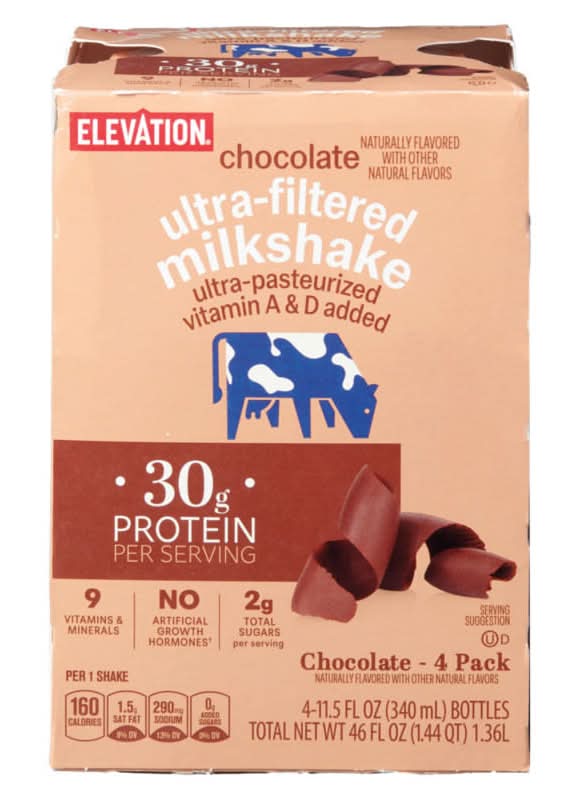 Elevation Ultra Filtered Milkshake, Chocolate (4 x 11.5 fl oz)