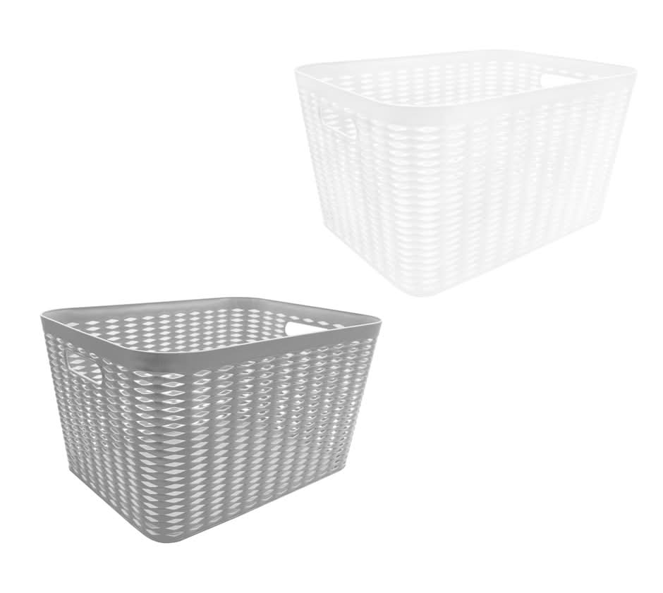 Stylish Deep Plastic Storage Bin With Decorative Pattern