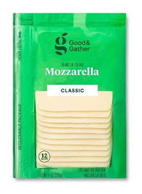 Good & Gather Low Moisture Part-Skim Sliced Cheese, Mozzarella (8 oz, 12 ct)