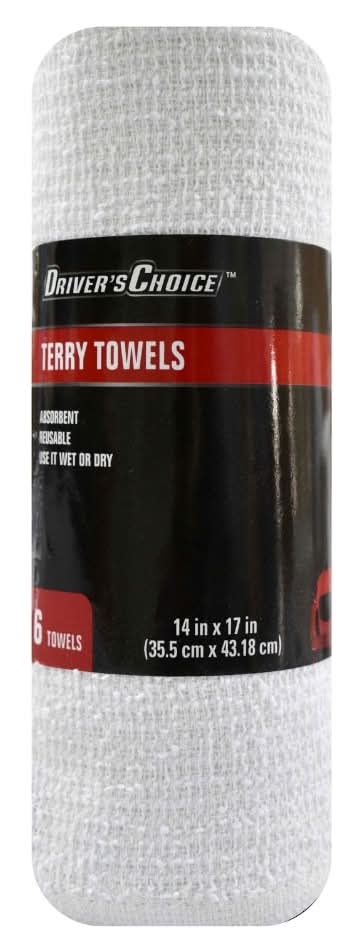 Driver's Choice Terry Towels, 14x17 in, White (6 ct)