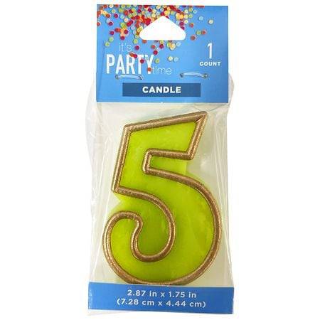 Festive Voice Numeral 5 Candle, 2.87" x 1.75"