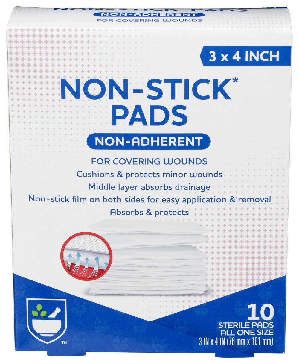 Rite Aid Non-Stick All One Size Pads - 3x4inch, 10 ct