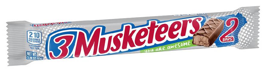 3 Musketeers Sharing Size Chocolate Candy Bar