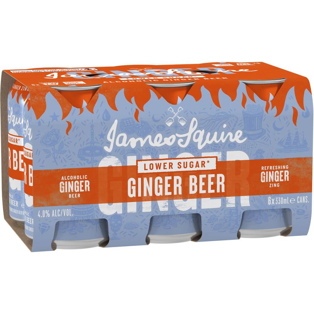 James Squire Ginger Beer Low Sugar Can 330mL X 6 pack