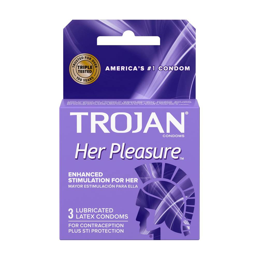 Trojan Her Pleasure Sensations Premium Lubricant Latex Condoms (3 ct)