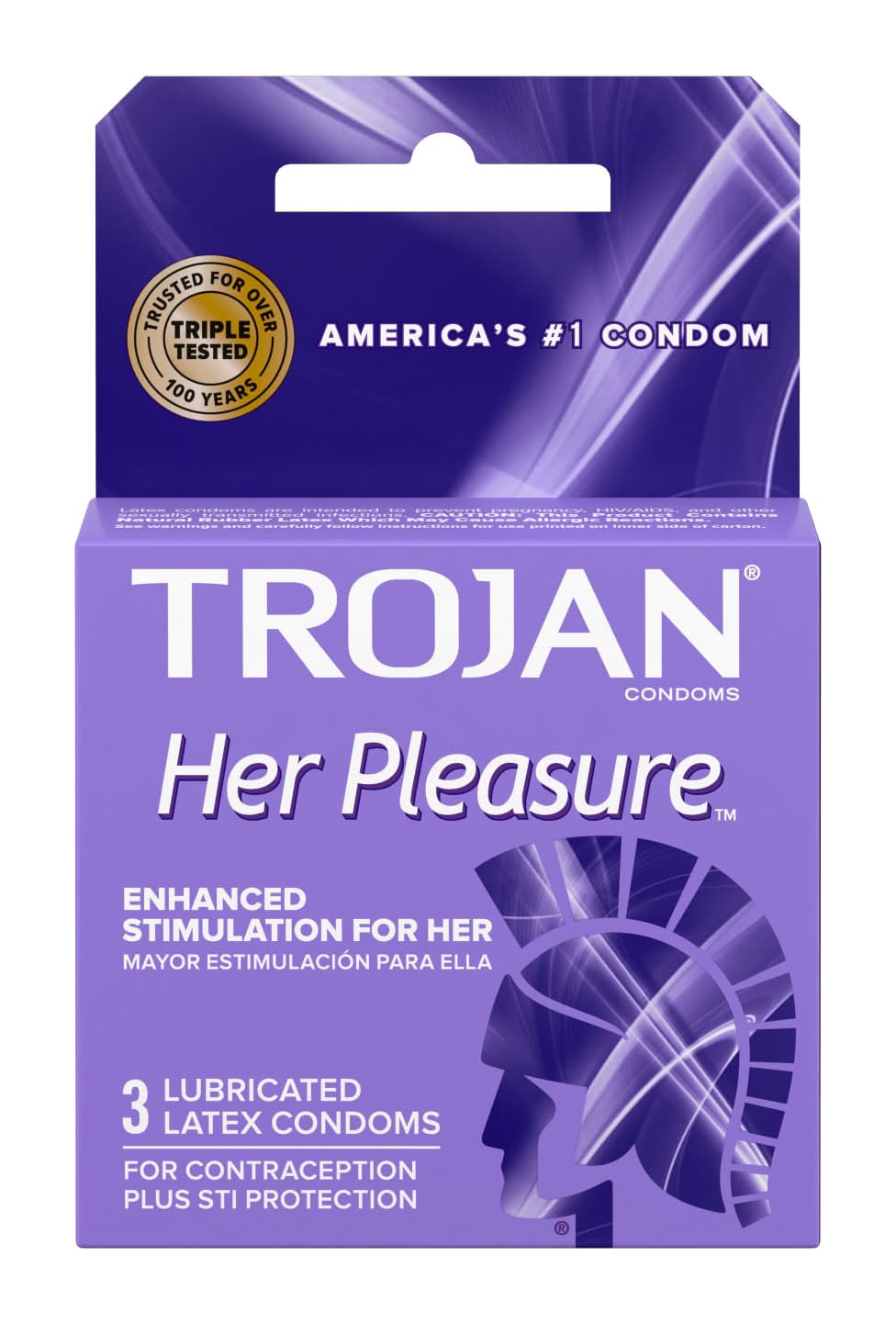 Trojan Her Pleasure Sensations Premium Lubricant Latex Condoms (3 ct)
