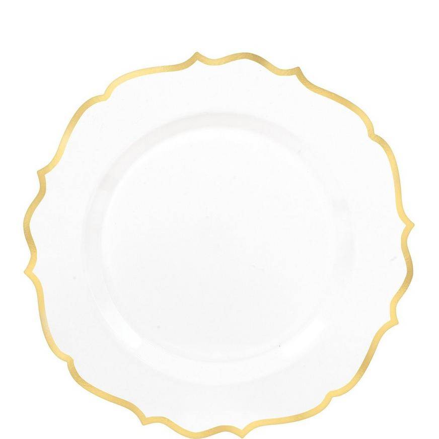 Amscan Ornate Premium Plastic Plates With Trim ( 7.75 in/gold-white)