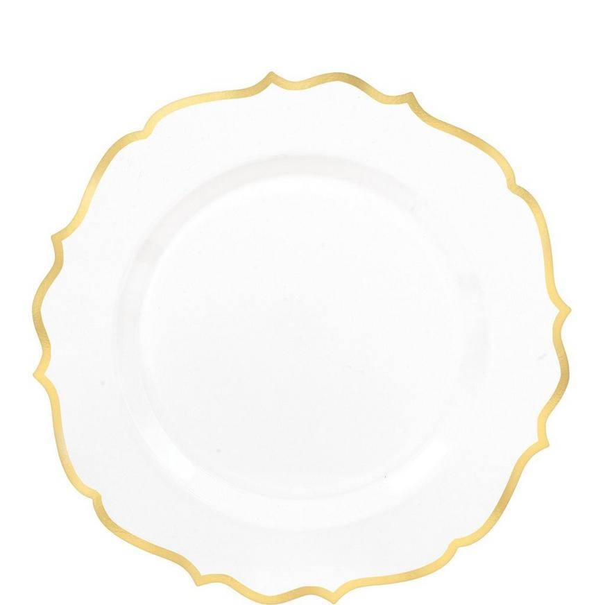 Amscan Ornate Premium Plastic Plates With Trim (20 ct) ( 7.75 in/gold-white)