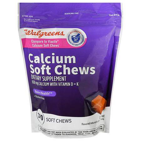 Walgreens 650 mg Calcium Soft Chews With Vitamin D + K (100 ct)