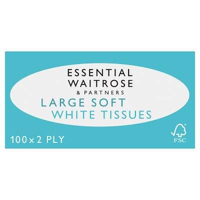 Essential Waitrose Large Soft White Tissues (100 ct)