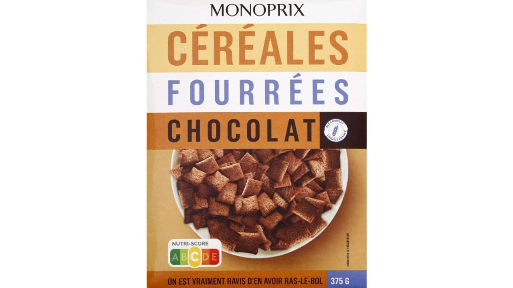 Monoprix Céréales fourrées chocolat La boîte de 375g