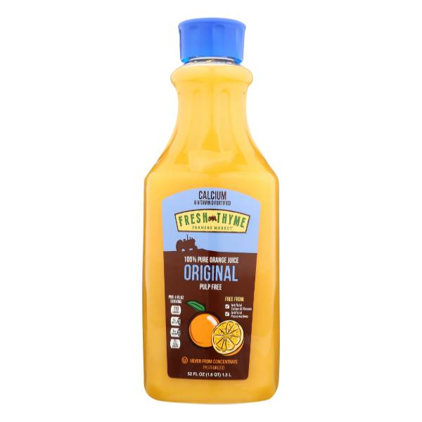 Fresh Thyme 100% Pure Pulp Free Orange Juice With Calcium