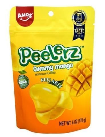 AMOS Peelerz Gummy Candy Bag, Mango (6 oz)