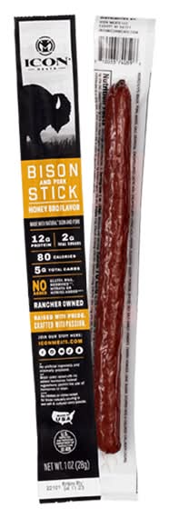 ICON Meats-Bison & Pork Stick Honey BBQ 10oz