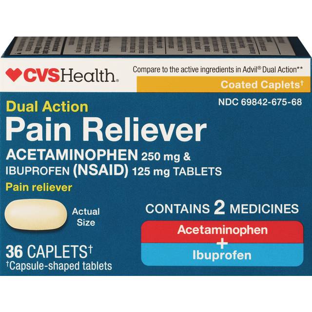 CVS Health Advil Dual Action Pain Reliever Coated Caplets, 36CT