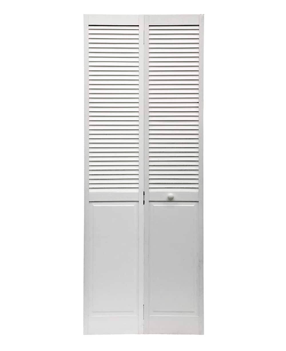 RELIABILT 24-in x 80-in White Louver Solid Core Primed Pine Wood Closet Bifold Door (Hardware Included) | RAD 732-24