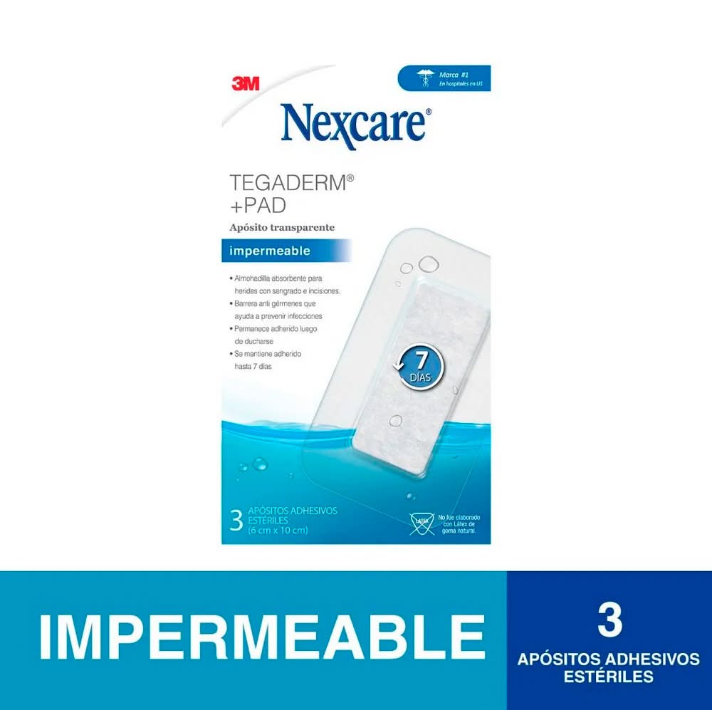 Apósito Tegaderm + Pad Transparente 6Cmx10Cm 3Un