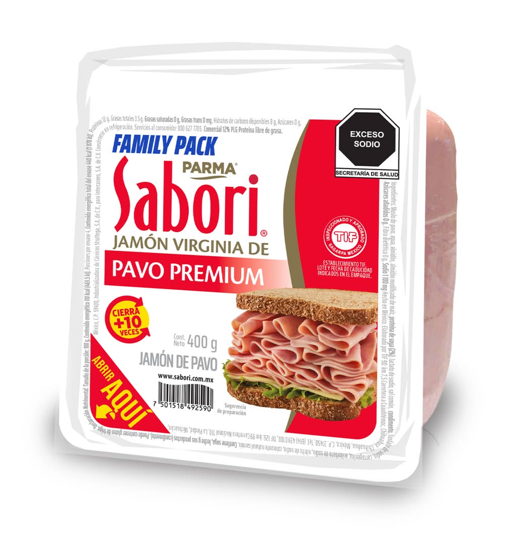 Sabori · Jamón de pavo premium virginia, Familiar (400 g)