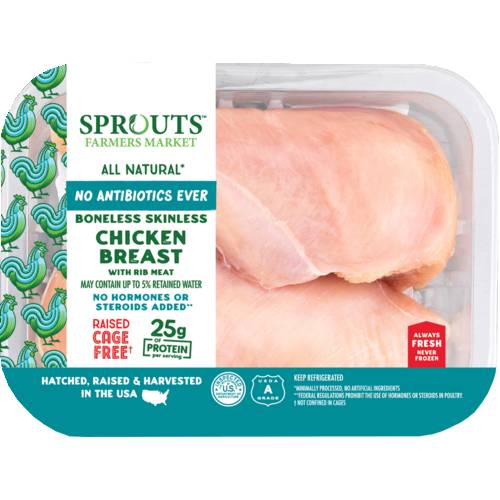 Sprouts Chicken Breasts No Antibiotics Ever (Avg. 1.6lb)
