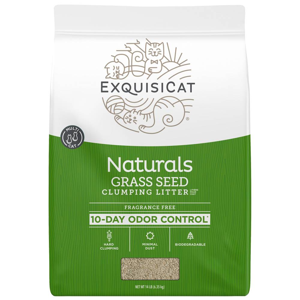 Exquisicat Unscented Clumping Multi-Cat Grass Seed Cat Litter