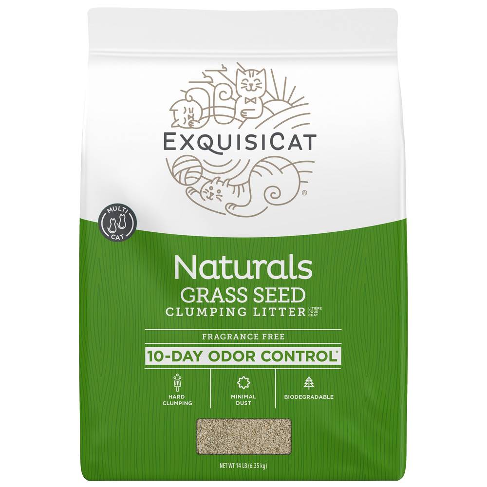 ExquisiCat Naturals Clumping Multi-Cat Grass Seed Cat Litter (6.35 kg)