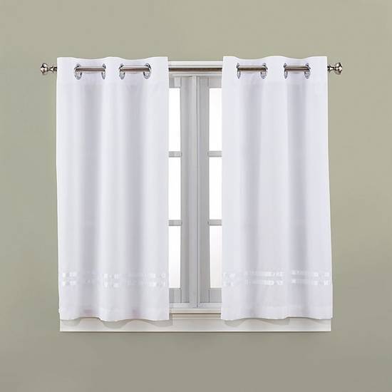 Hookless Escape 45 Bath Window Curtain Panels in White