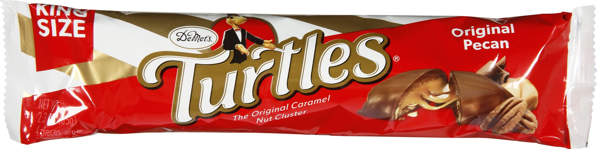 Turtles The King Size Caramel Nut Cluster Chocolate, Original Pecan (2.3 oz, 4 ct)