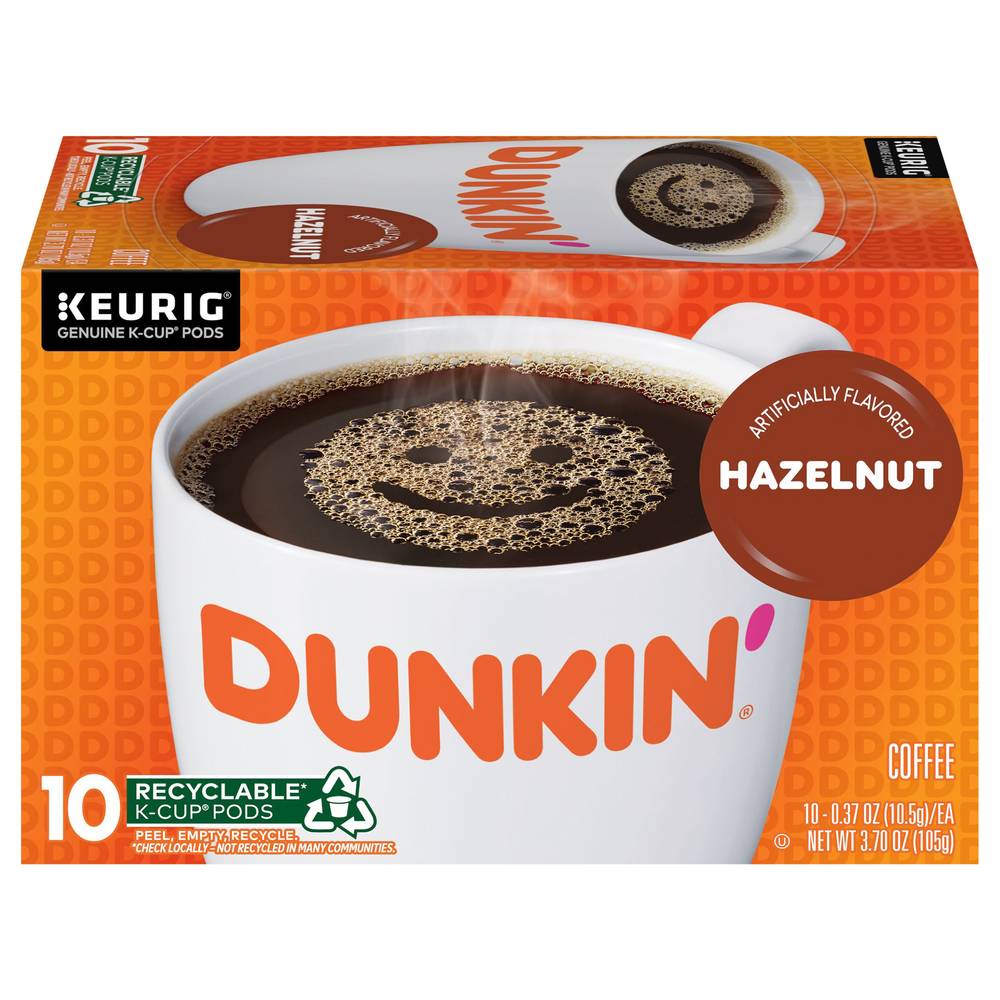 Dunkin' Coffee K-Cup Pods, Hazelnut (3.7 oz, 10 ct)