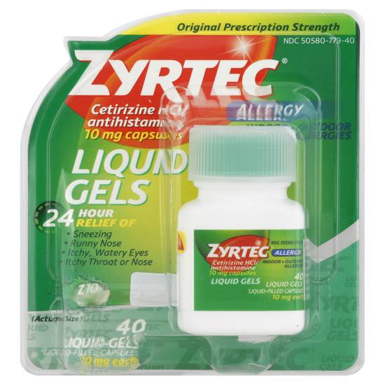 Zyrtec Cetirizine Hci 10 mg Allergy Relief (40 liquid gels)