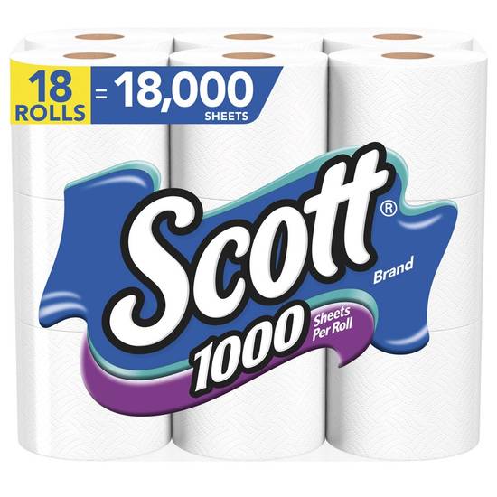 Scott Bath Tissue - 1000 Sheets Per Roll, 18 pk