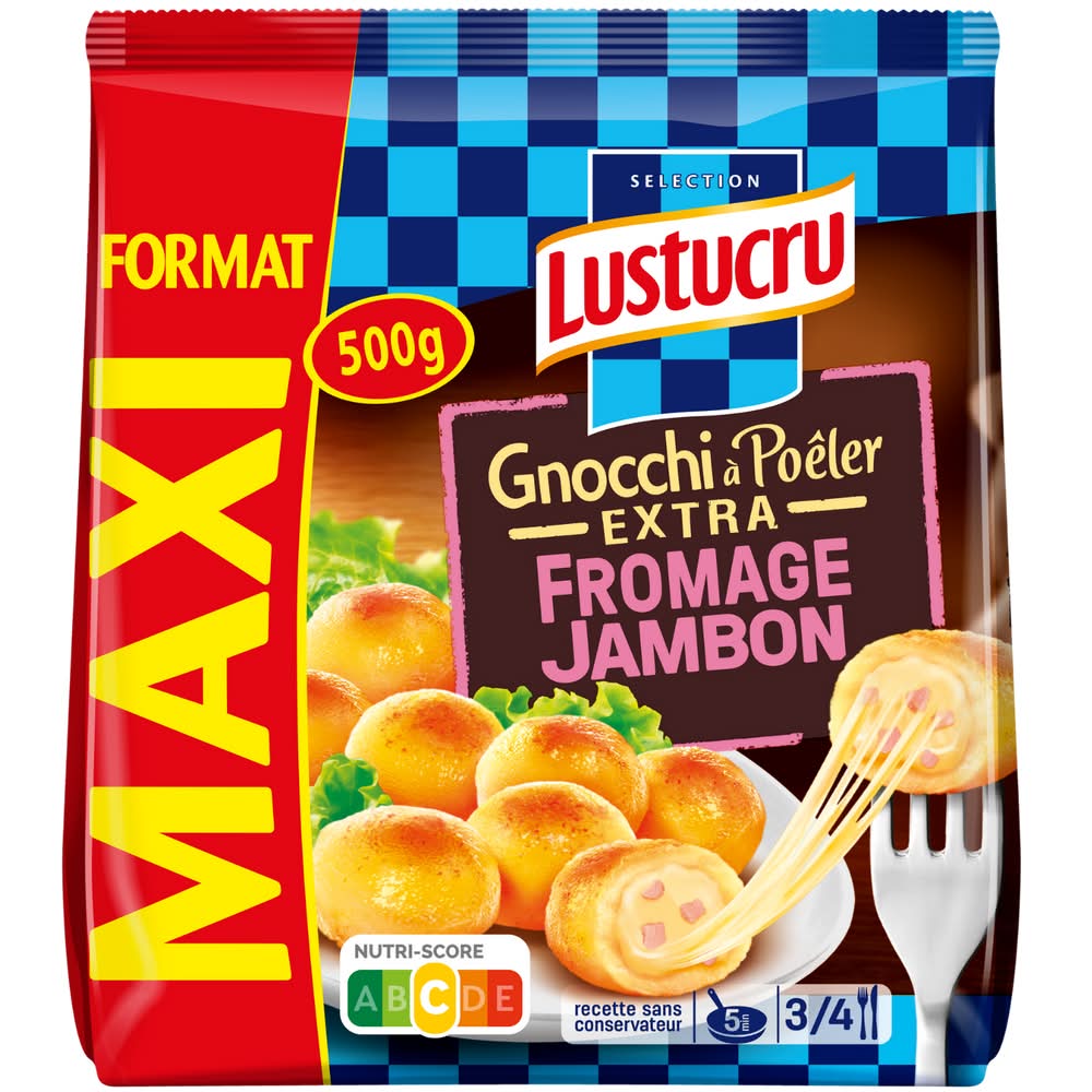 Lustucru Sélection - Gnocchi à poêler extra fromage jambon (500g)
