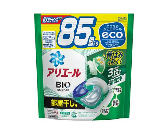 366984：P&G アリエールジェルボ�ール４Ｄ部屋干し用 詰替超メガジャンボ 85コ / P&G Ariel Gel Ball Room Drying Detergent (85 Pieces)