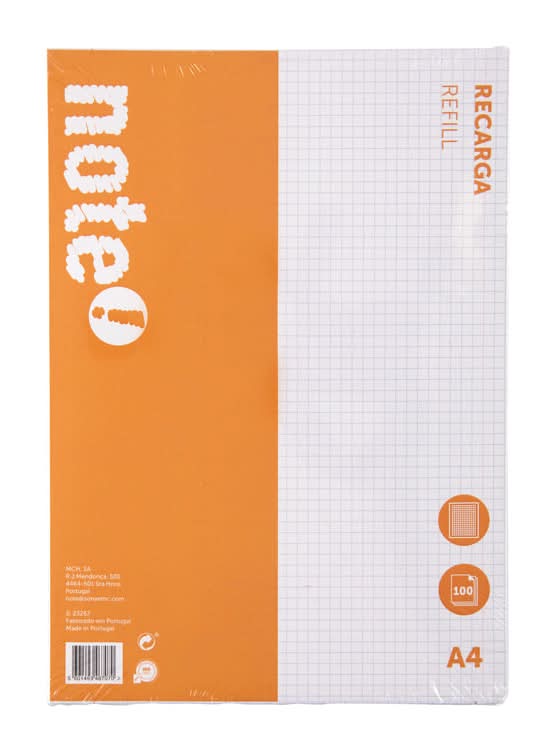Recarga A4 100 Folhas Quadriculado Note!