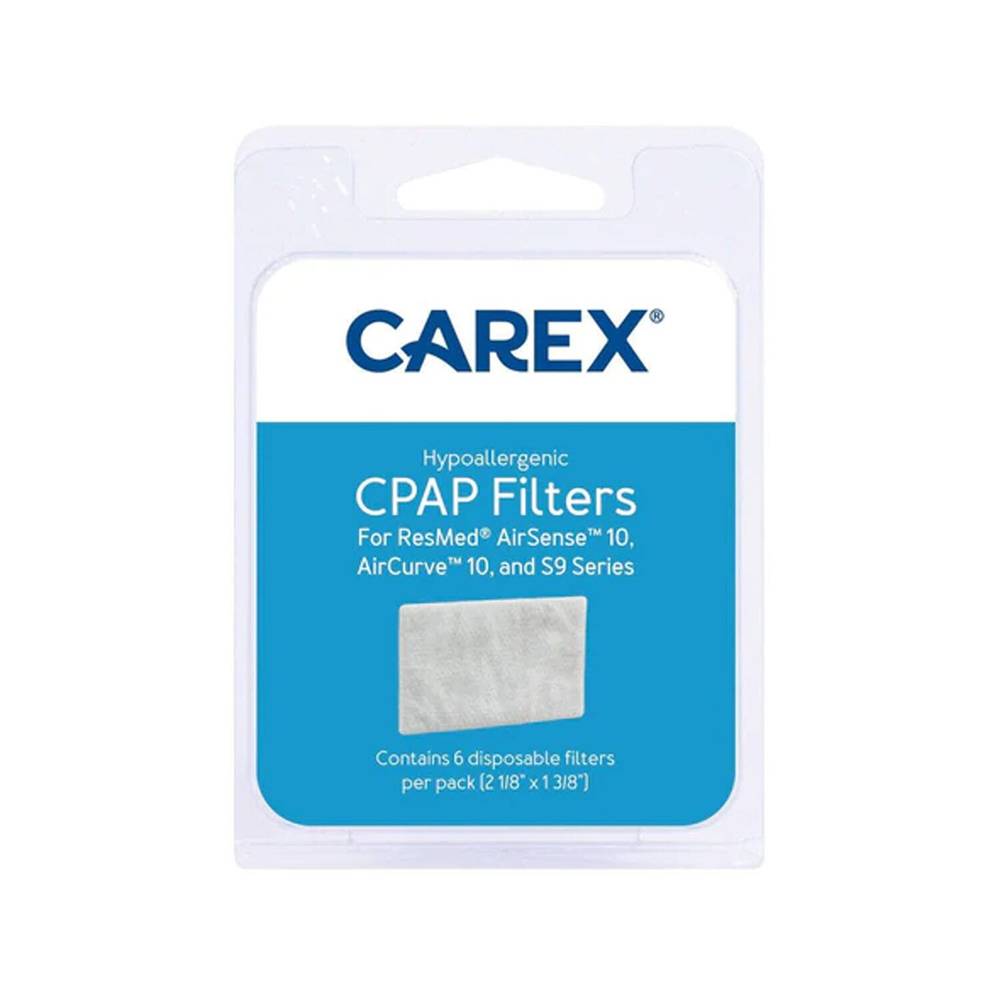 Carex CPAP Hypoallergenic Filters For ResMed AirSense 10, AirCurve 10, S9 Series, 6 CT