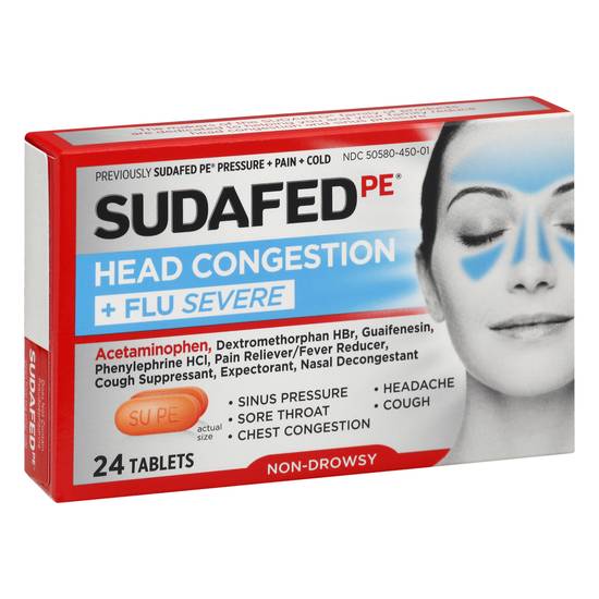 Sudafed Pe Head Congestion + Flu Severe (24 ct)