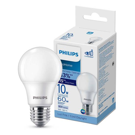 Philips foco ahorrador luz fría 10w-60w ecohome (1 pieza)